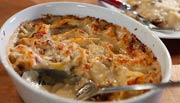 Baked Pappardelle with Smoked Mozzarella and Fresh Tomatoes