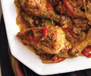 Chicken with Bell Peppers and Prosciutto