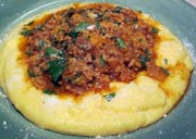 Creamy Polenta with Meat Sauce
