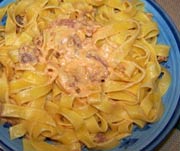 Fettuccine with Prosciutto, Tomatoes, and Cream