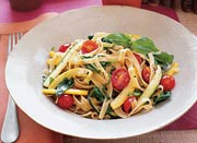 Fettuccine with Zucchini, Arugula, Basil, and Lemon