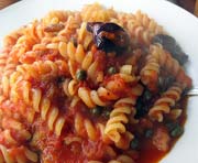 Fusilli with Porcini Mushroom Puttanesca Sauce