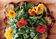 Fresh Herbs and Greens Salad with Fried Eggplant