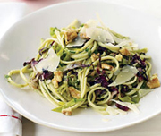 Linguine with Leeks, Radicchio, and Walnut Pesto