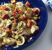 Orecchiette with Cauliflower, Anchovies, and Fried Croutons