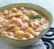 Pasta and Chick Pea Soup with Clams
