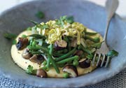 Polenta with Green Beans, Mushrooms and Leeks