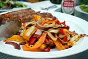 Grilled Sausage with Pepper and Onion Salad