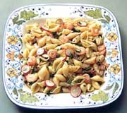 Shell Pasta with Small Raw Shrimp