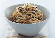 Spaghetti with Olive and Pine Nut Sauce