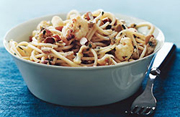 Spaghetti with Cauliflower, Green Olives, and Almonds