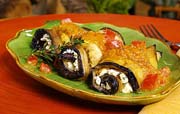 Eggplant Rolls with Ricotta, Asiago, and Spinach Filling